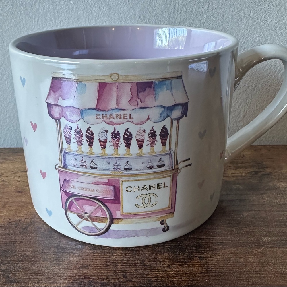 Luxury Inspired Ice Cream Cart Coffee Large Mug Lavender and White 2-Sided NEW - Picture 5 of 7